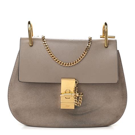 CHLOE Suede Smooth Calfskin Mini Drew Shoulder Bag Motty 